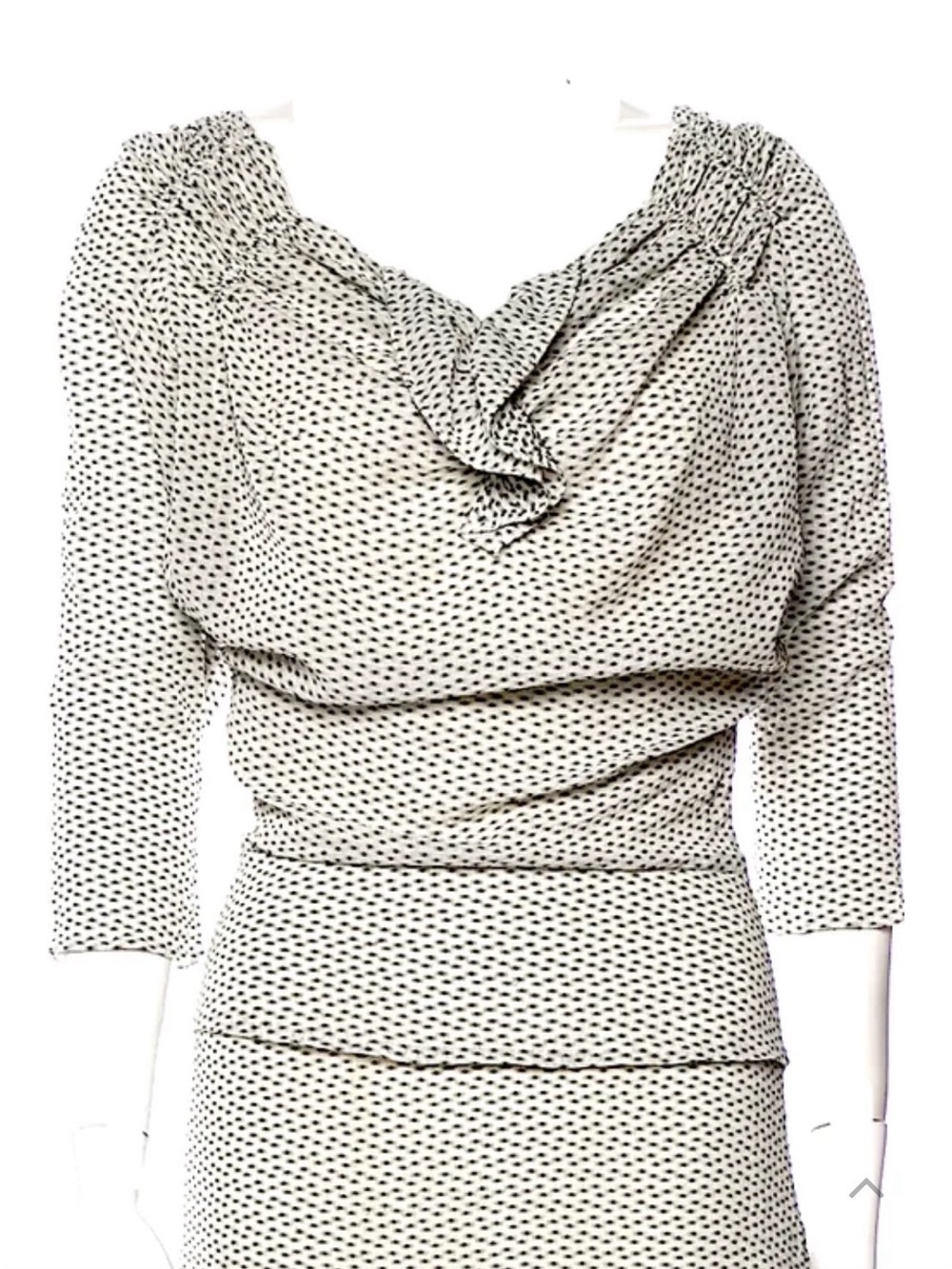 Mayle Cream dress with Black Micro Dot Silk Print